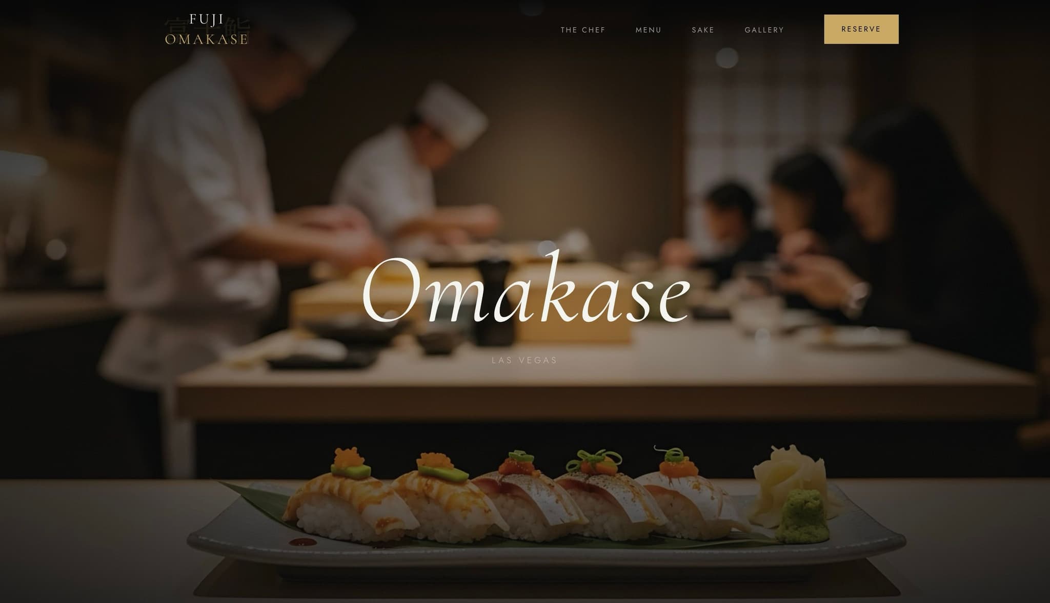 Fuji Omakase website — fine dining Las Vegas concept built by Vizantir, desktop and mobile view