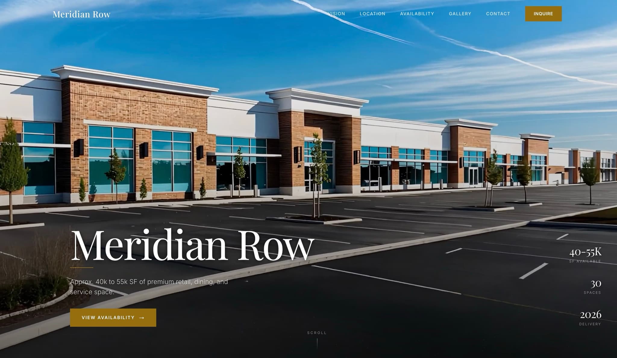 Meridian Row commercial real estate website built by Vizantir